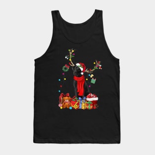 Black Labrador Reindeer Xmas Lights Merry Christmas Tank Top